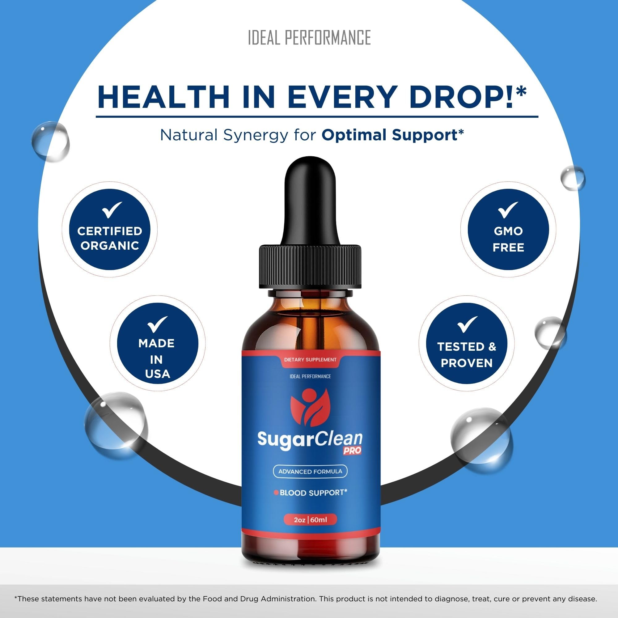 IDEAL PERFORMANCE Sugar Clean Pro Drops daily usage scene suggests routine health maintenance