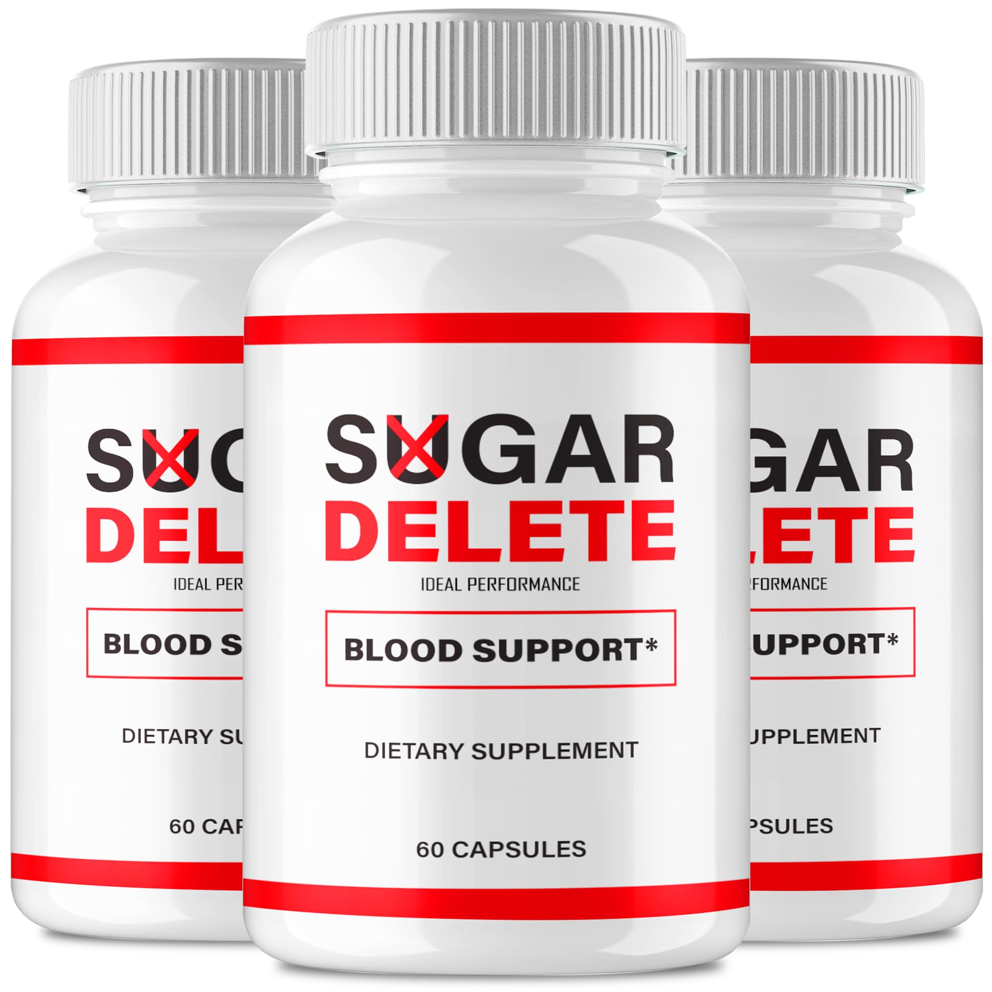 IDEAL PERFORMANCE Sugar Delete capsules in bottle, convenient daily pill for balanced levels.