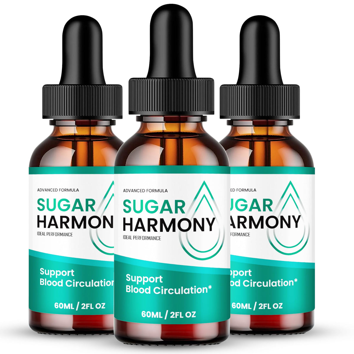 IDEAL PERFORMANCE Sugar Harmony Drops bottle closeup for daily circulation support and easy dosing.