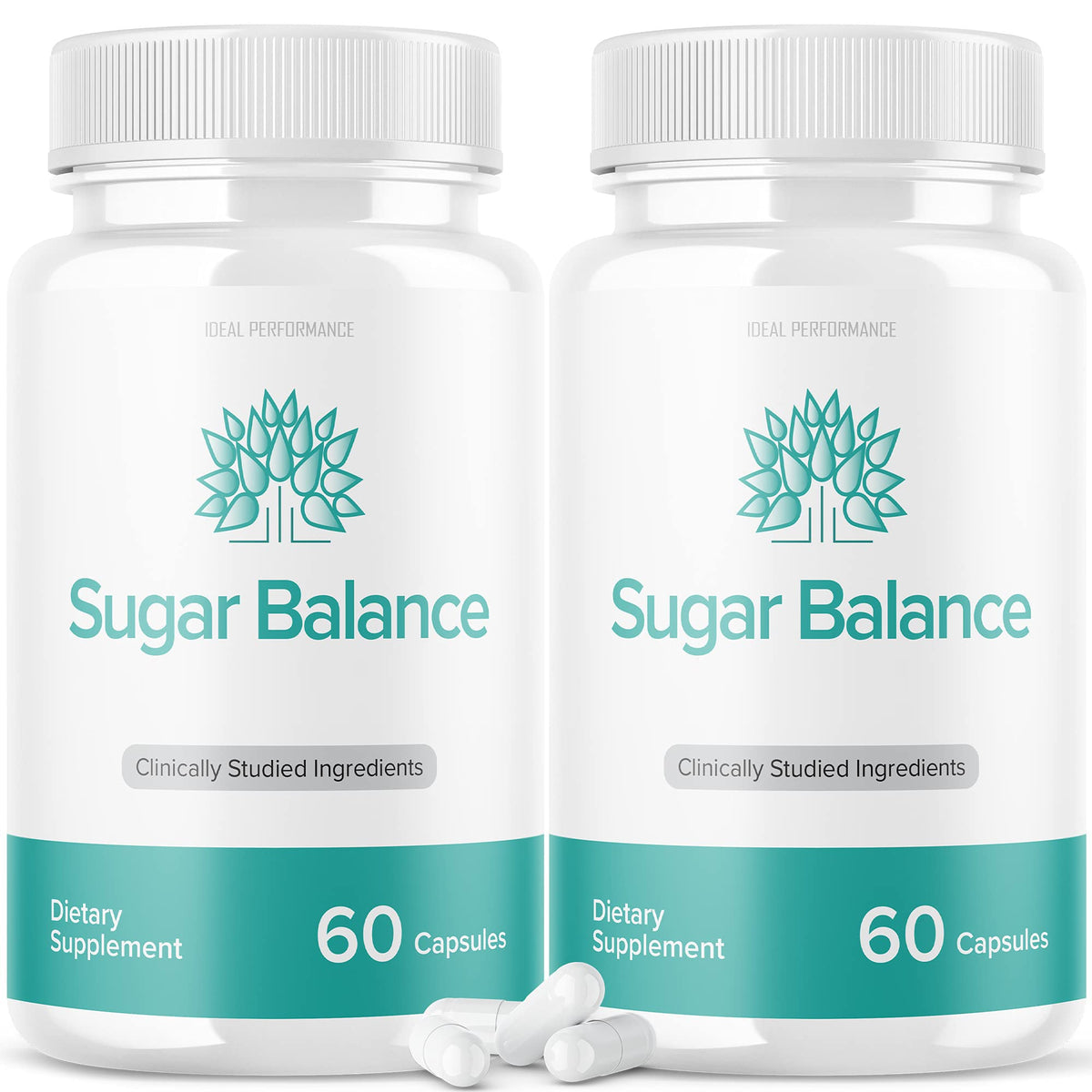IDEAL PERFORMANCE SugarBalance bottle close-up showing the two-pack for daily support.