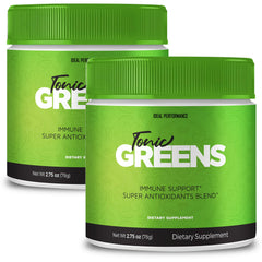 IDEAL PERFORMANCE Tonic Greens bottle front highlighting natural green blend for daily energy.