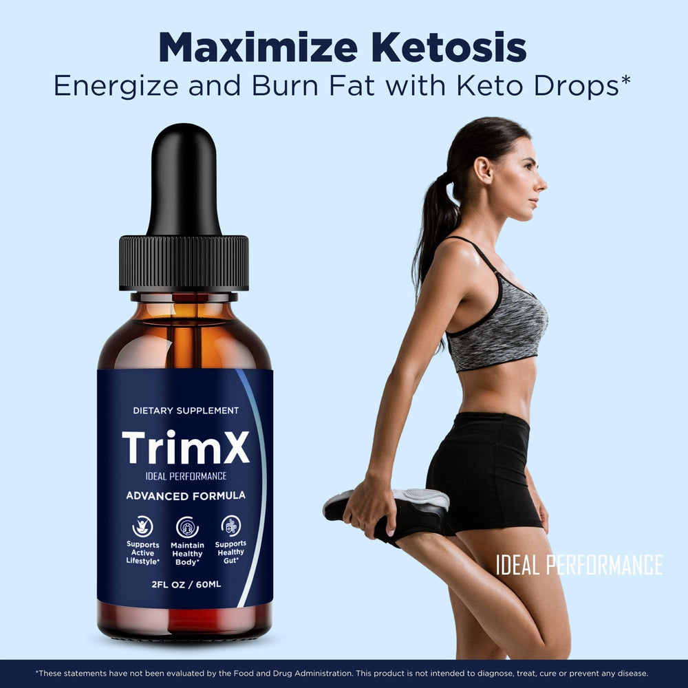 IDEAL PERFORMANCE TrimX Drops on a gym bag suggesting active lifestyle use