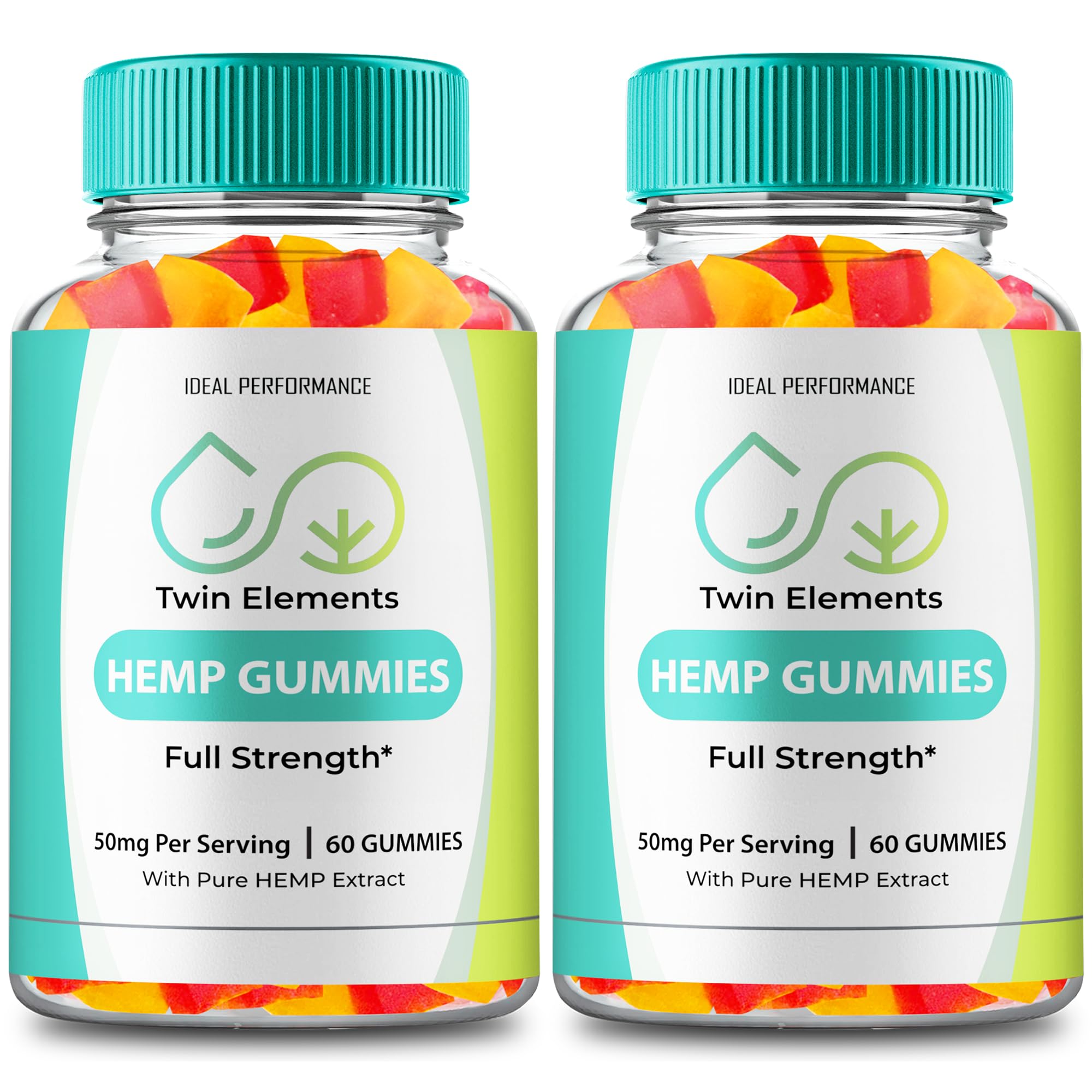 IDEAL PERFORMANCE Twin Elements Gummies bottle front view promotes daily wellness.