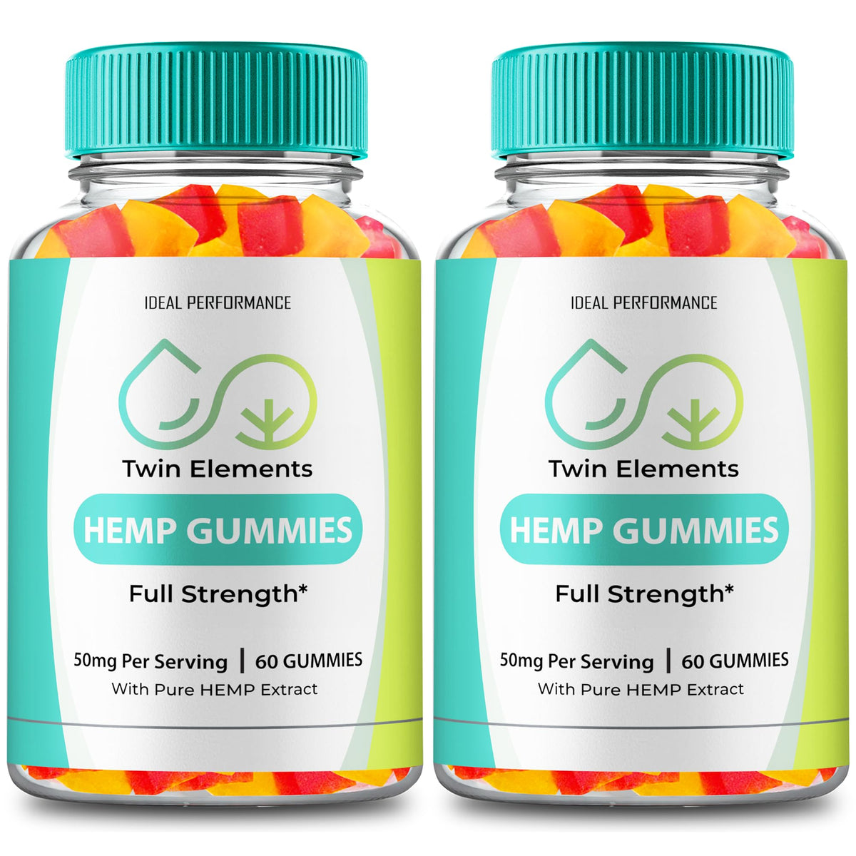 IDEAL PERFORMANCE Twin Elements Gummies bottle front view promotes daily wellness.