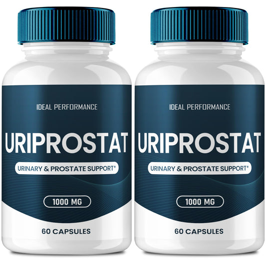 IDEAL PERFORMANCE Uriprostat bottle pouring capsules for easy daily intake.