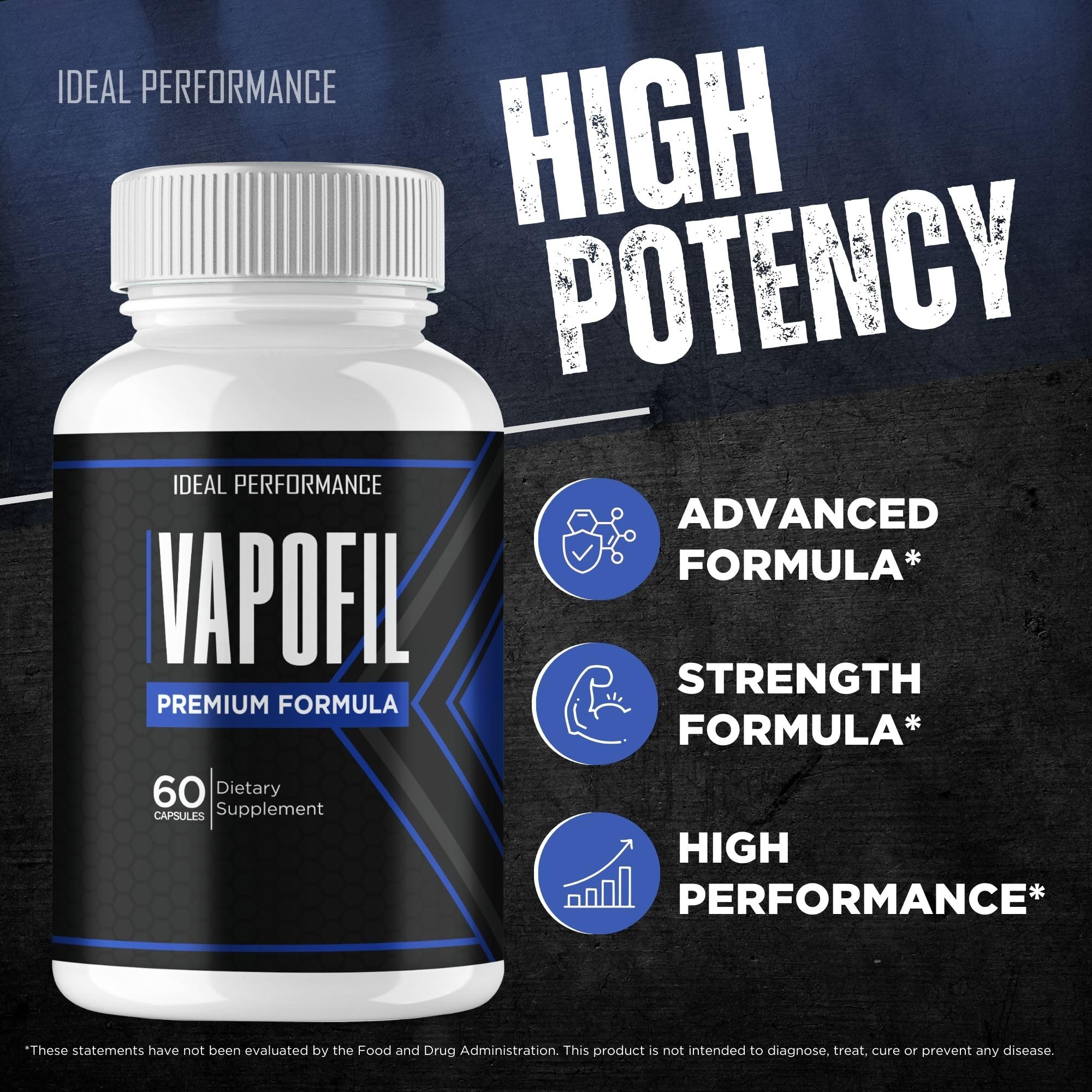 IDEAL PERFORMANCE Vapofil label front emphasizing maximum strength formula