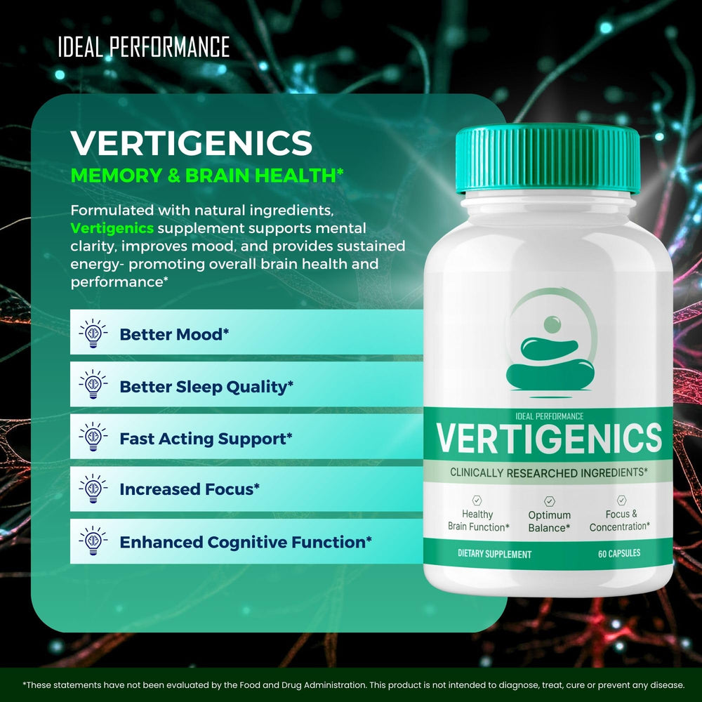 IDEAL PERFORMANCE Vertigenics three-pack for convenient ongoing cognitive support.