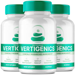 IDEAL PERFORMANCE Vertigenics bottle displaying memory and focus support.