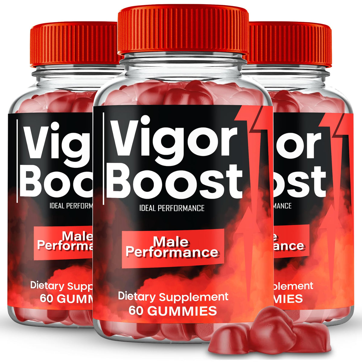 IDEAL PERFORMANCE Vigor Boost Gummies bottle-front view for daily vitality support