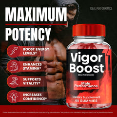 IDEAL PERFORMANCE Vigor Boost label highlighting all-natural ingredients for wellness.