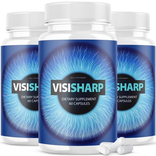 IDEAL PERFORMANCE Visisharp bottle shot highlighting convenient eye health support for daily use