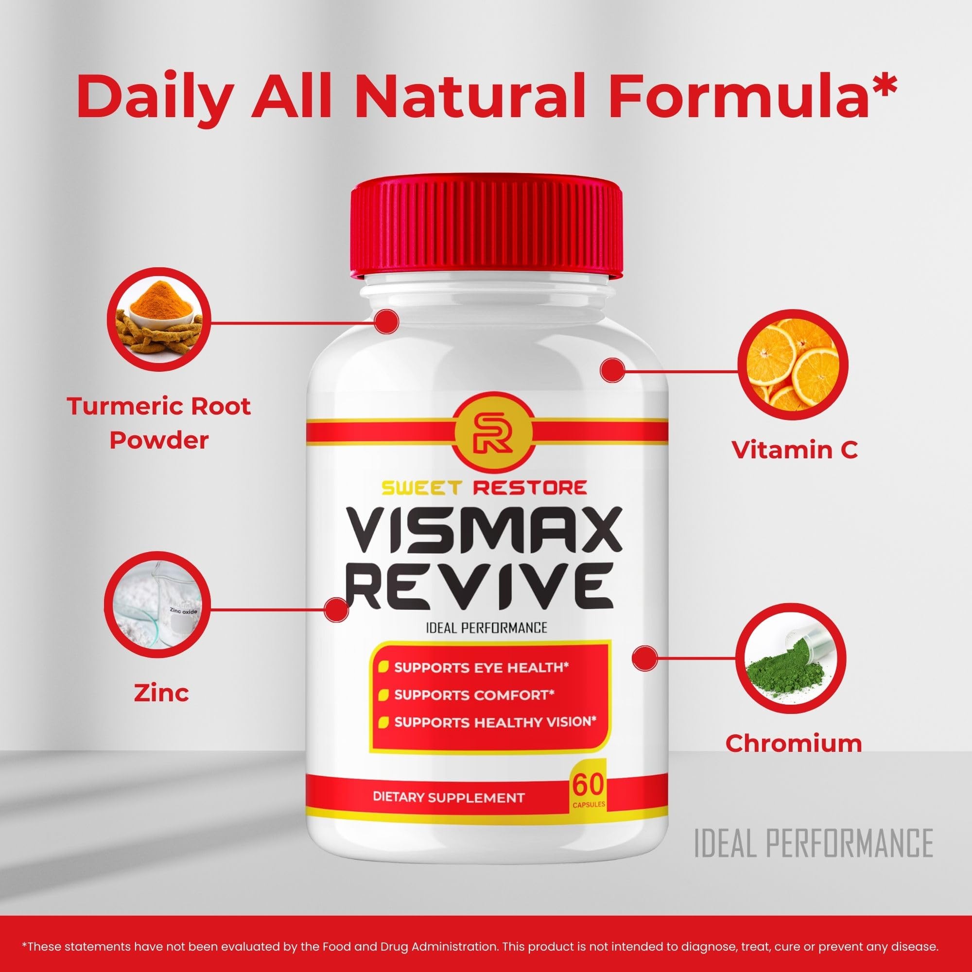 IDEAL PERFORMANCE Vismax Revive on a countertop with water for convenient use