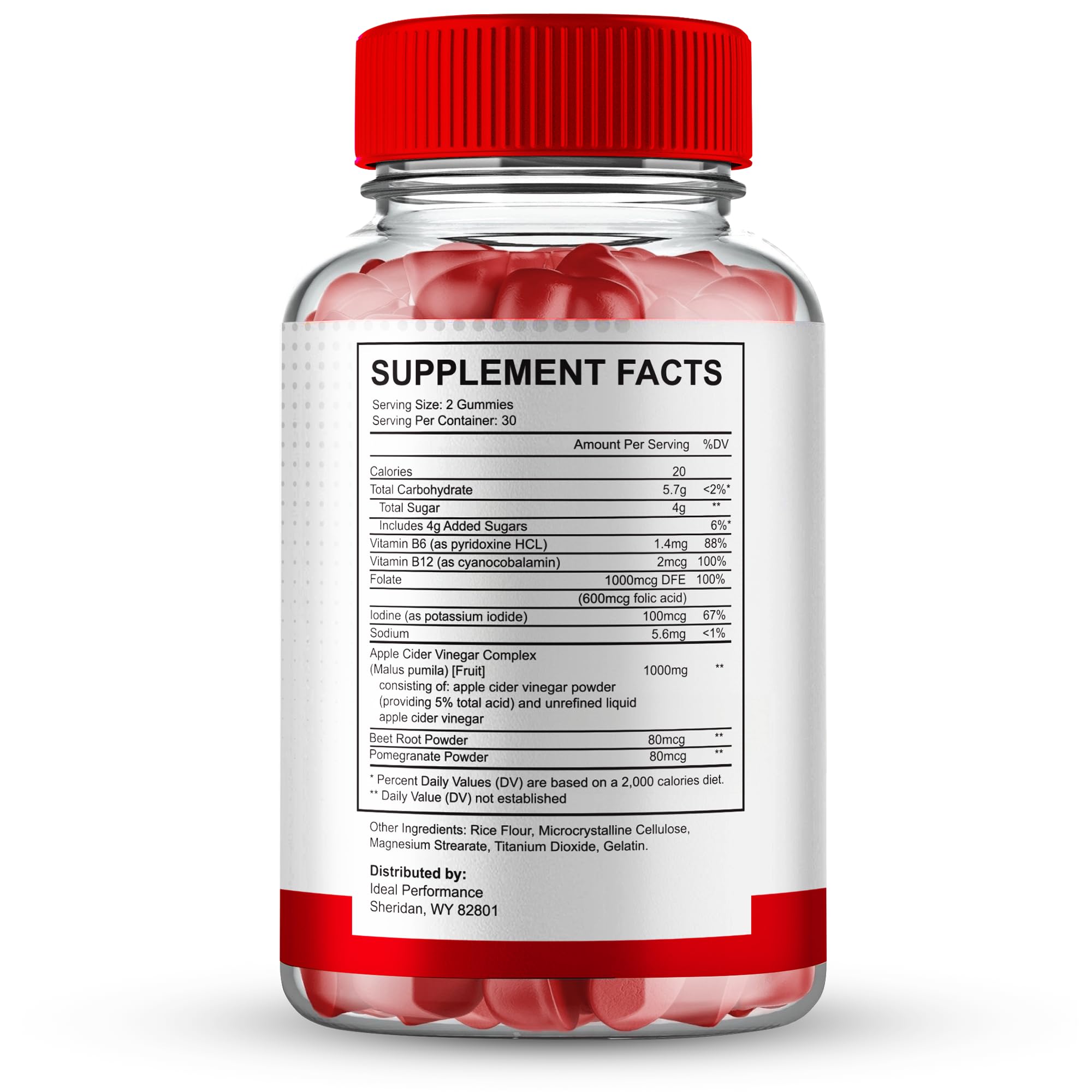 IDEAL PERFORMANCE Vital PumpXL Gummies bottle side, compact packaging for on-the-go use.