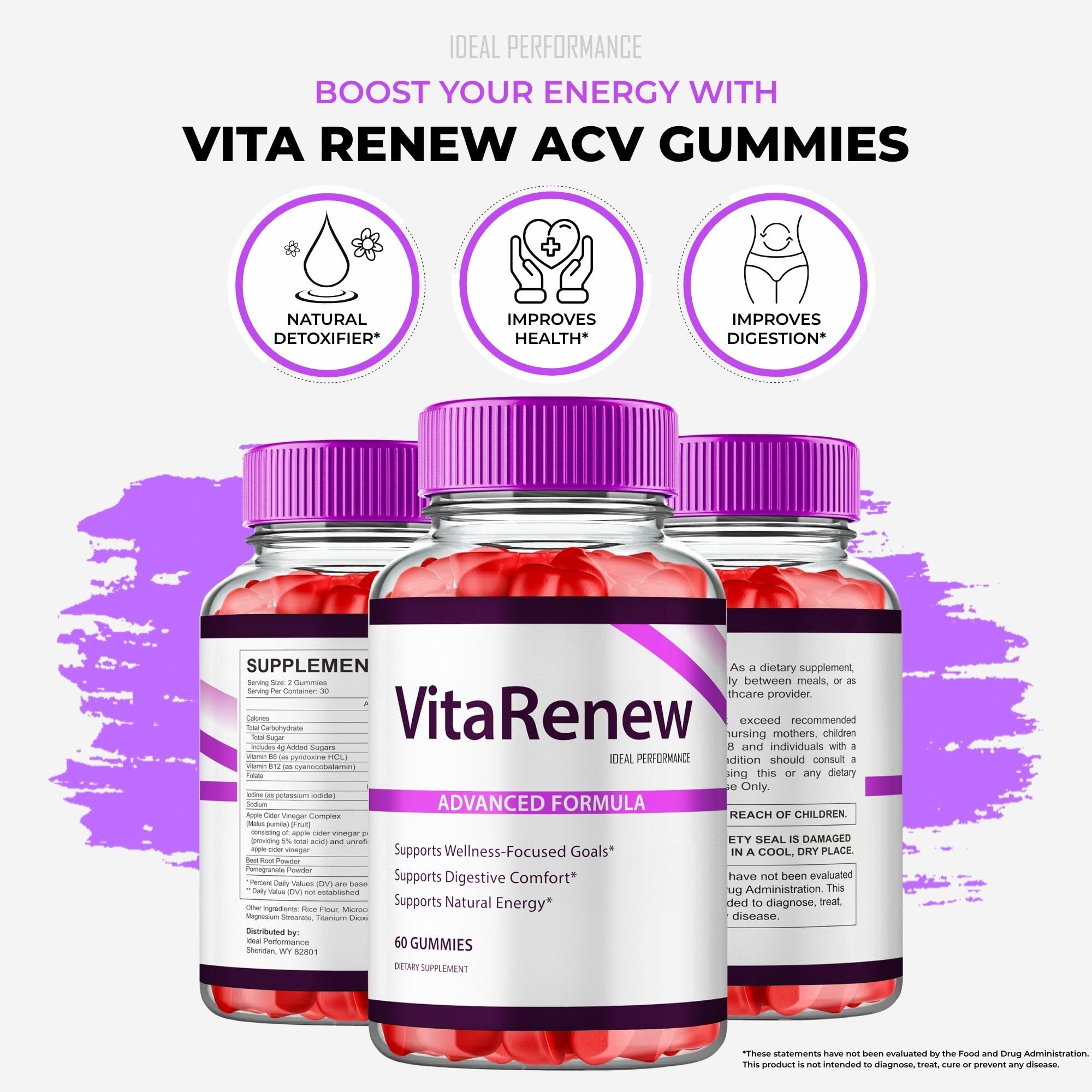 Packaging display highlighting VitaRenew gummy reviews