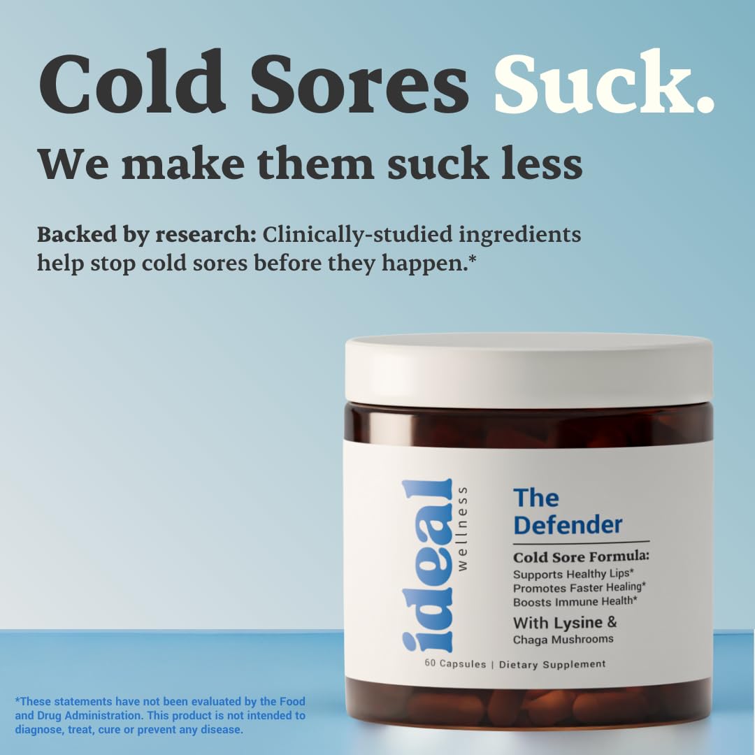 Ideal Wellness lysine capsules close-up showing daily dose convenience.