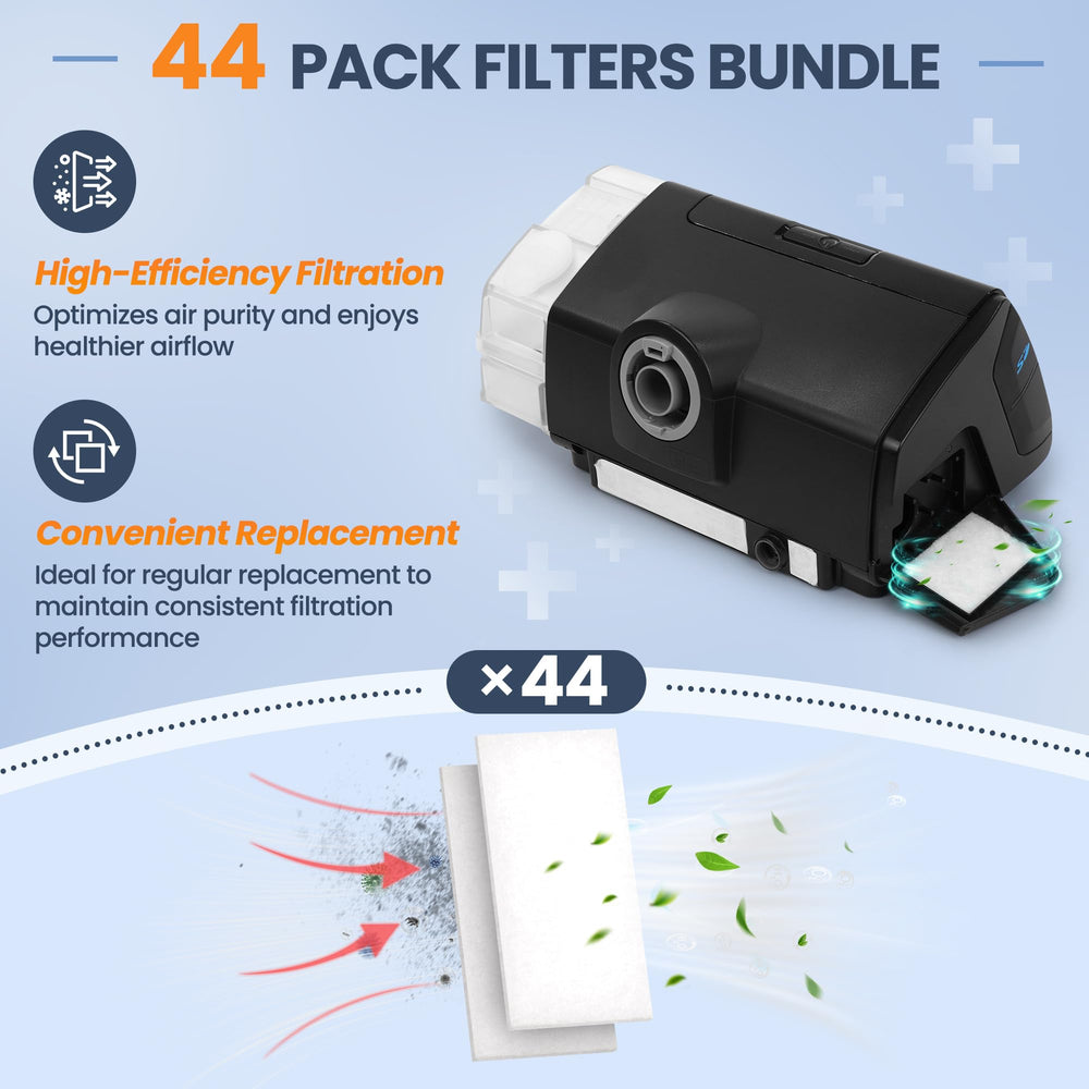 IDEAR 44-pack CPAP filters captures dust and debris for cleaner airflow.
