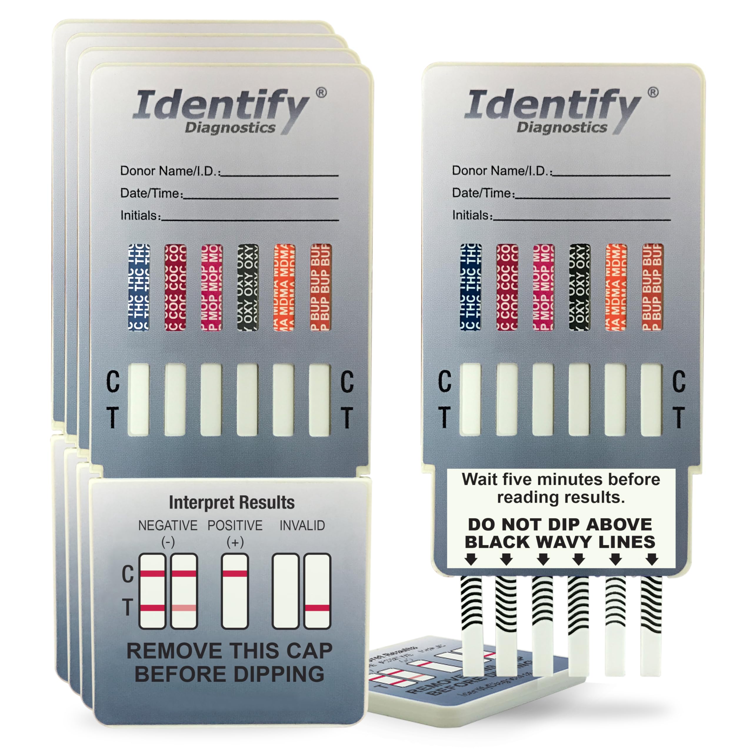 Identify Diagnostics 12 panel drug test card inside view for quick at home screening