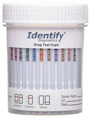 Identify Diagnostics 12-panel drug test cup front view for quick at-home screening