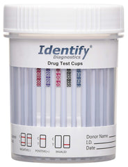 Identify Diagnostics 25-pack drug test cups front view for quick at-home screening.