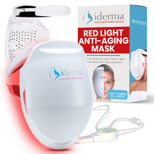 iderma red light mask with full-face coverage for even at-home skin therapy