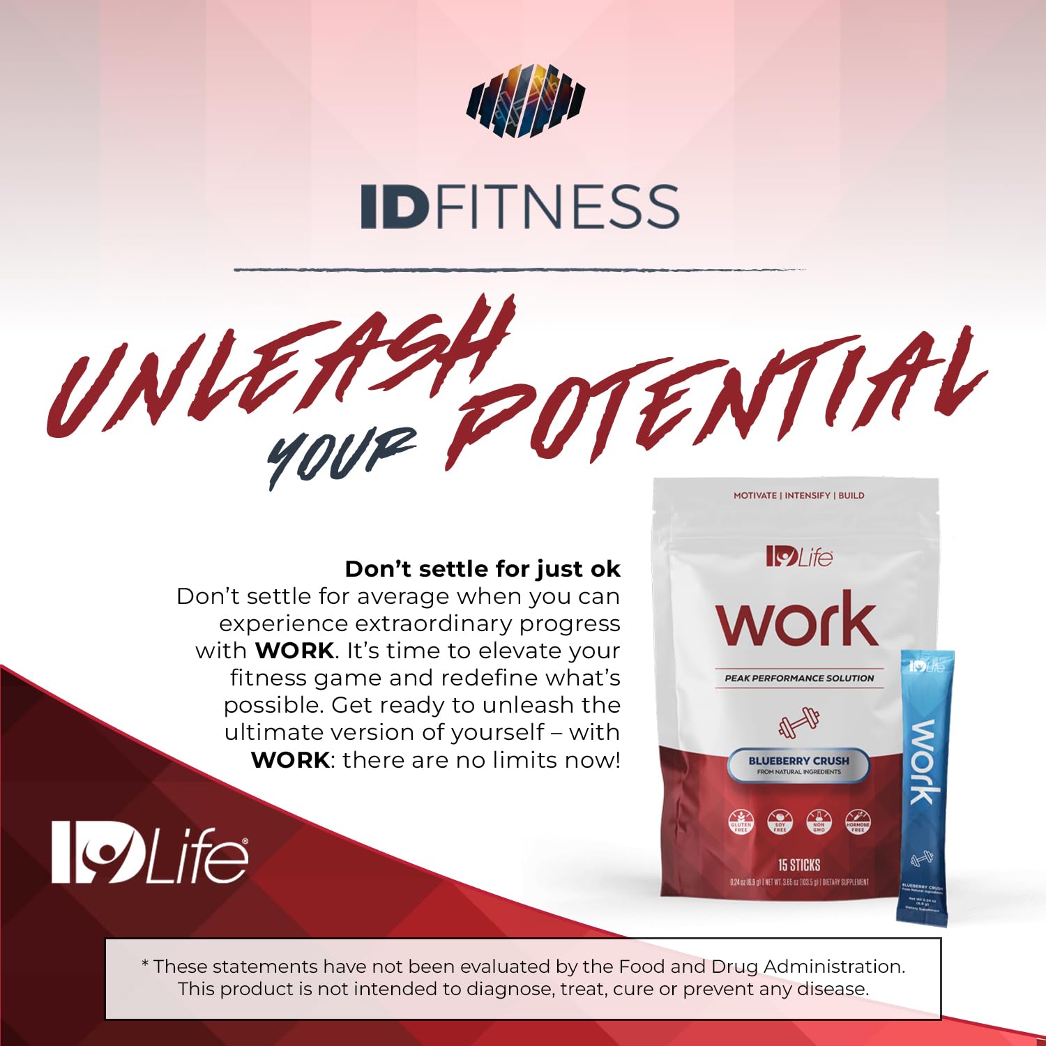 IDLife Blueberry Crush Work-15 Sticks in use during study or workout