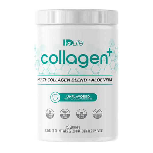IDLife Collagen+ bottle front view for daily vitality and skin support.