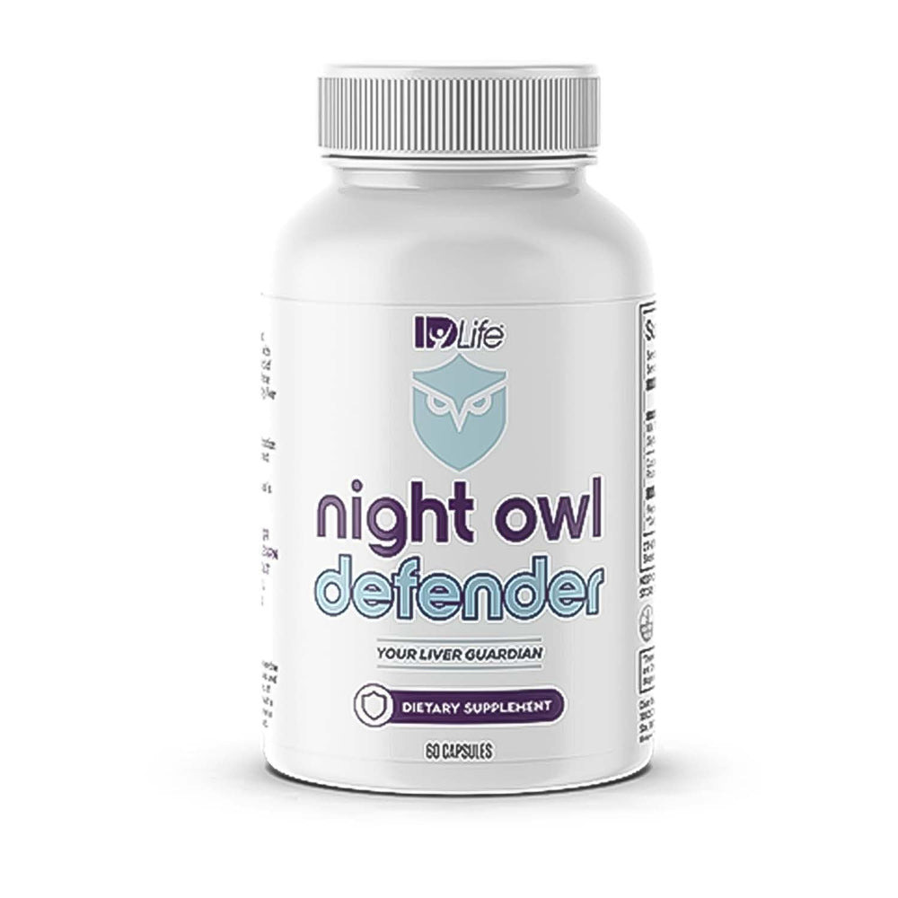 IDLife Night Owl Defender bottle on nightstand ready for nightly use.