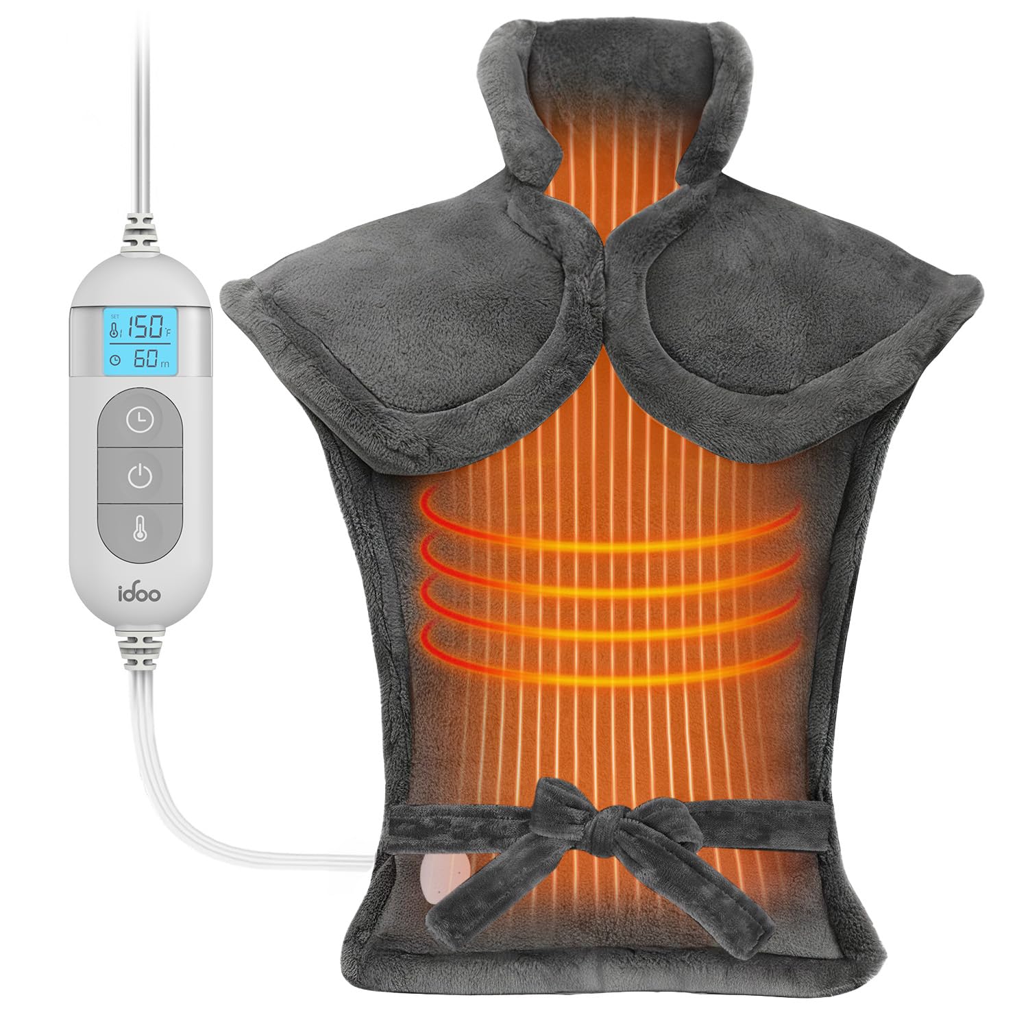iDOO electric heating pad covering back and shoulders for full-body warmth