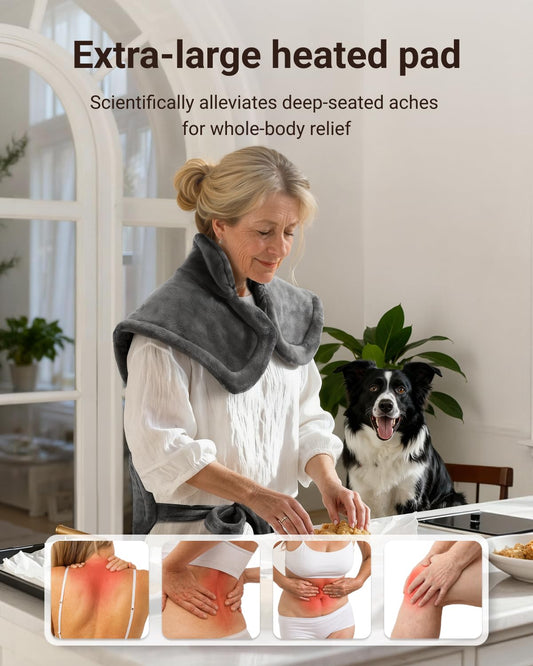 iDOO full-body coverage heating pad draping over neck and torso