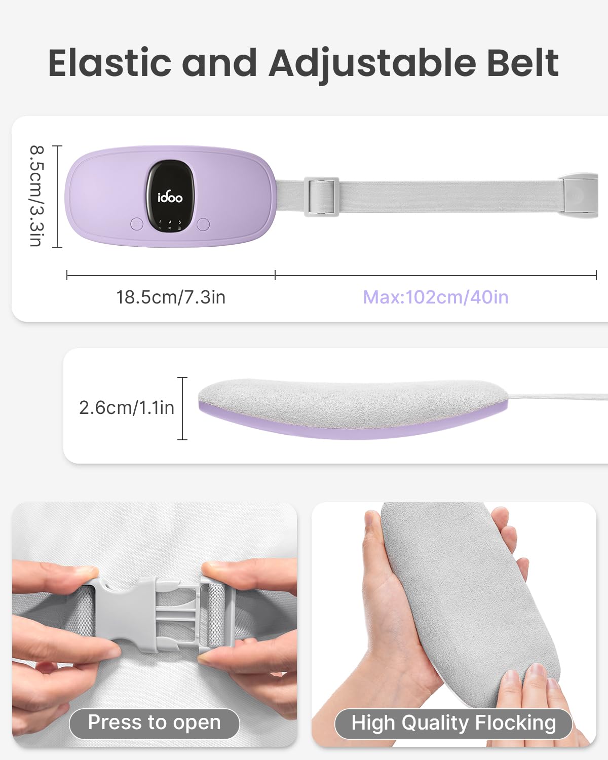 iDOO pad displaying three massage modes for gentle vibration