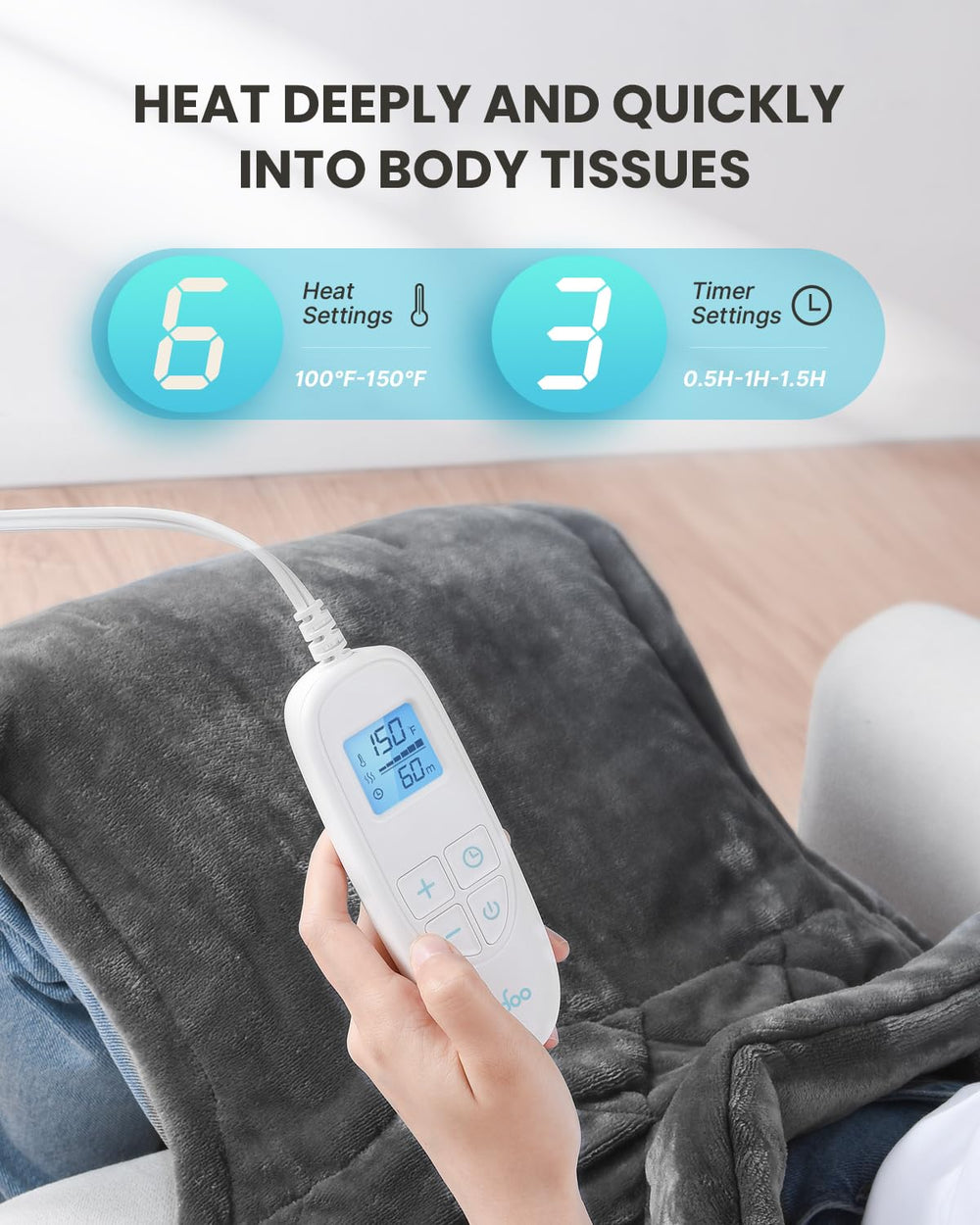 Soft plush fabric delivers cozy skin contact.