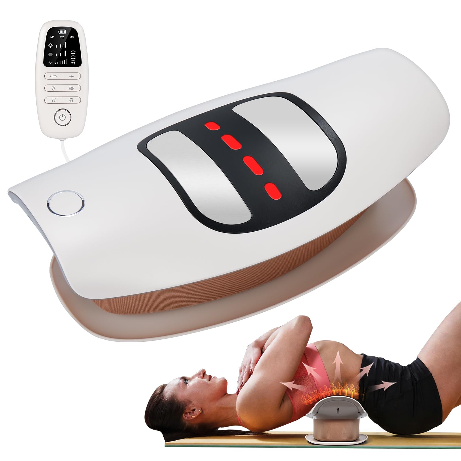 IeBilif Electric Lumbar Traction Device front view with ergonomic 26° curve for spine support