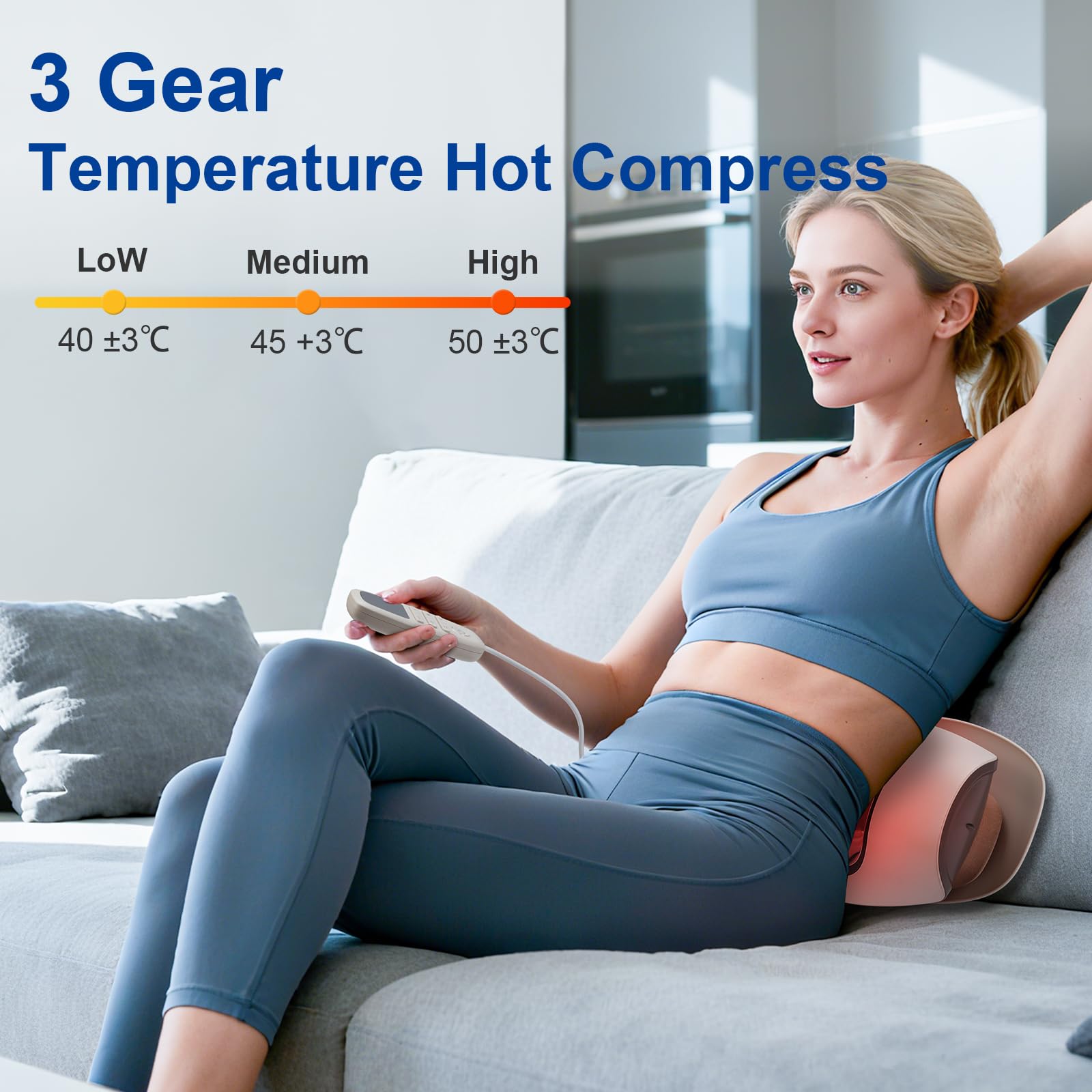 IeBilif remote control demonstrating easy one-tap operation for personalized massage