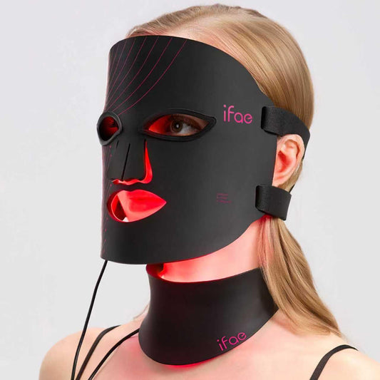 IFAE red light therapy mask on the face for at-home rejuvenation and even tone
