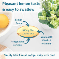 Igennus Advanced rTG Omega-3 with Vitamin D3 and E for daily wellness support.
