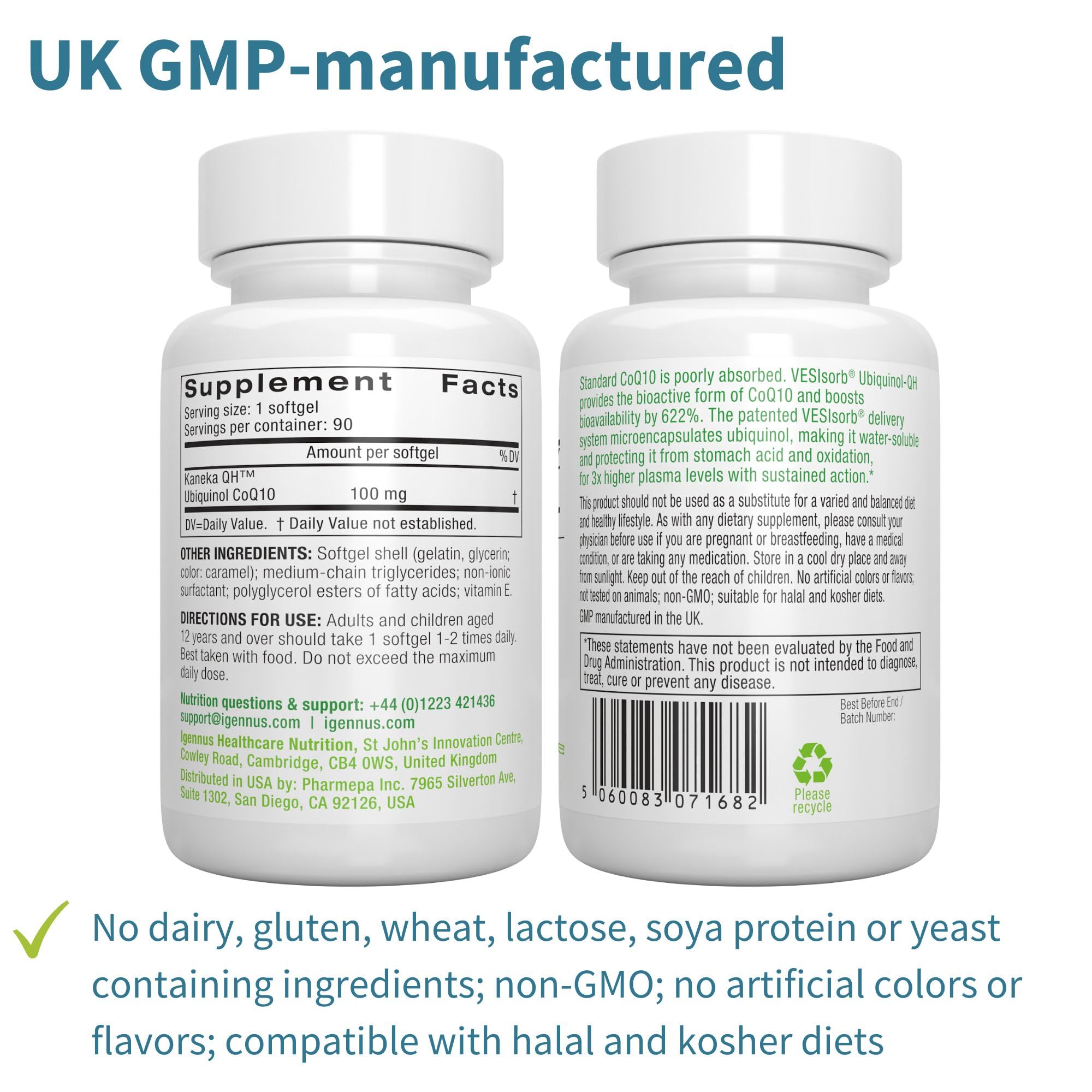 Graphic mentions 622% higher bioavailability with VESIsorb technology for better CoQ10 delivery