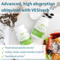 Igennus ubiquinol capsules close-up illustrating one-a-day convenience and fast absorption potential