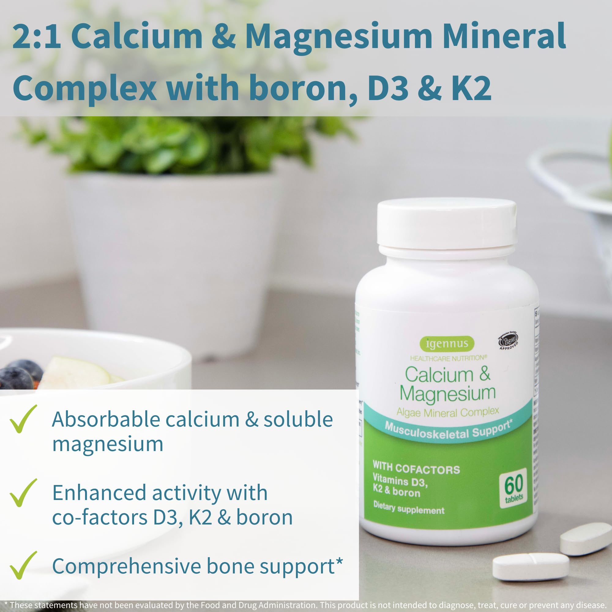 Igennus algae calcium tablets shown for easy daily absorption.