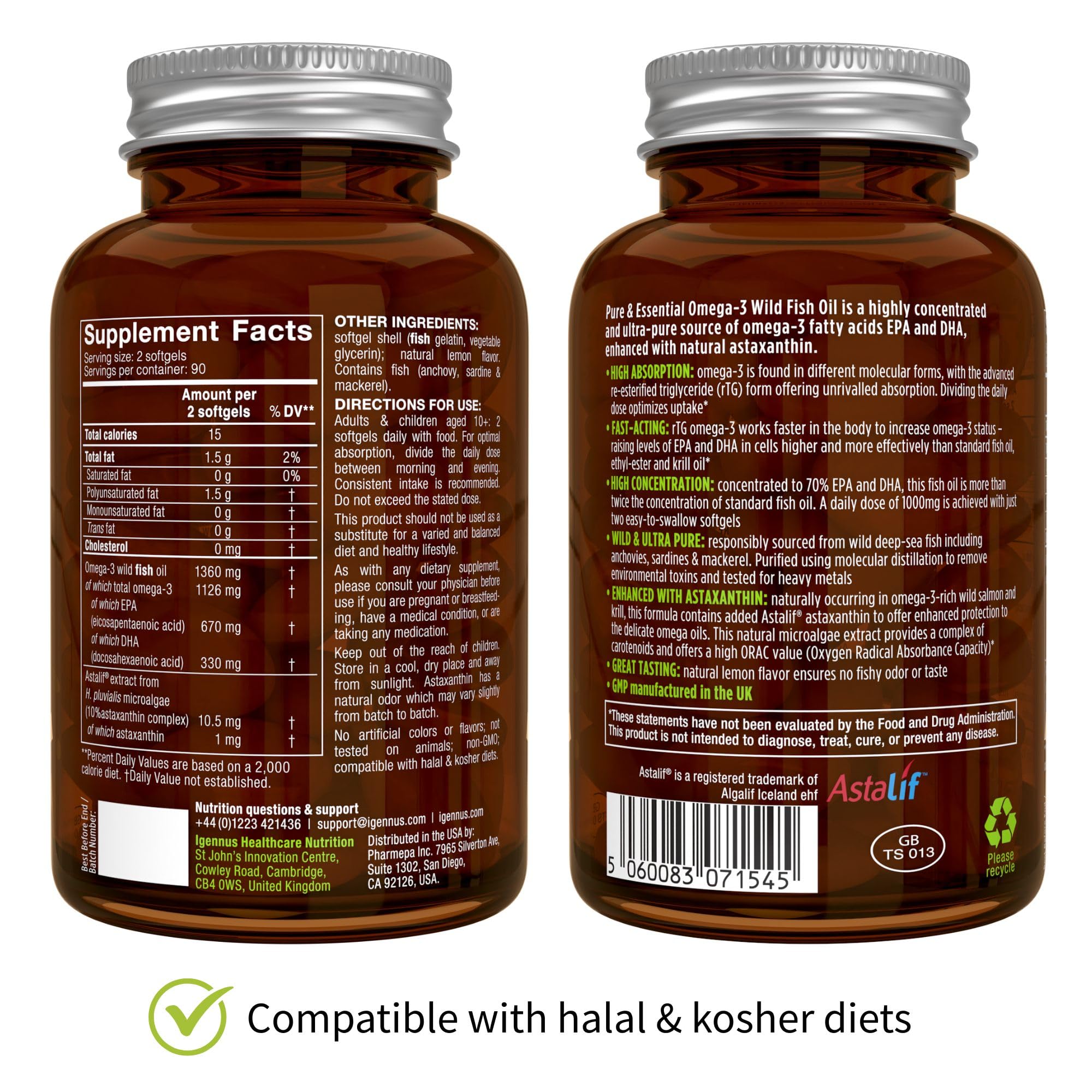 Igennus Astaxanthin softgel close-up emphasizes antioxidant-rich formulation.