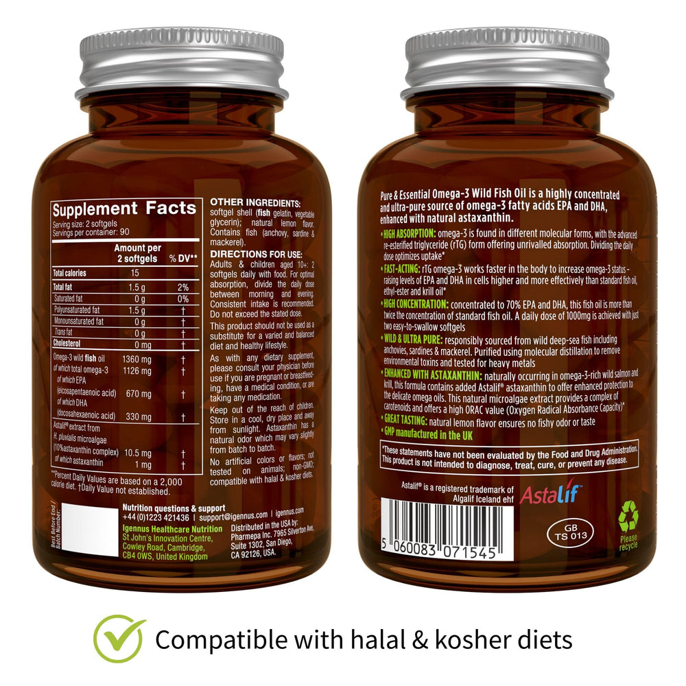 Igennus Astaxanthin softgel close-up emphasizes antioxidant-rich formulation.