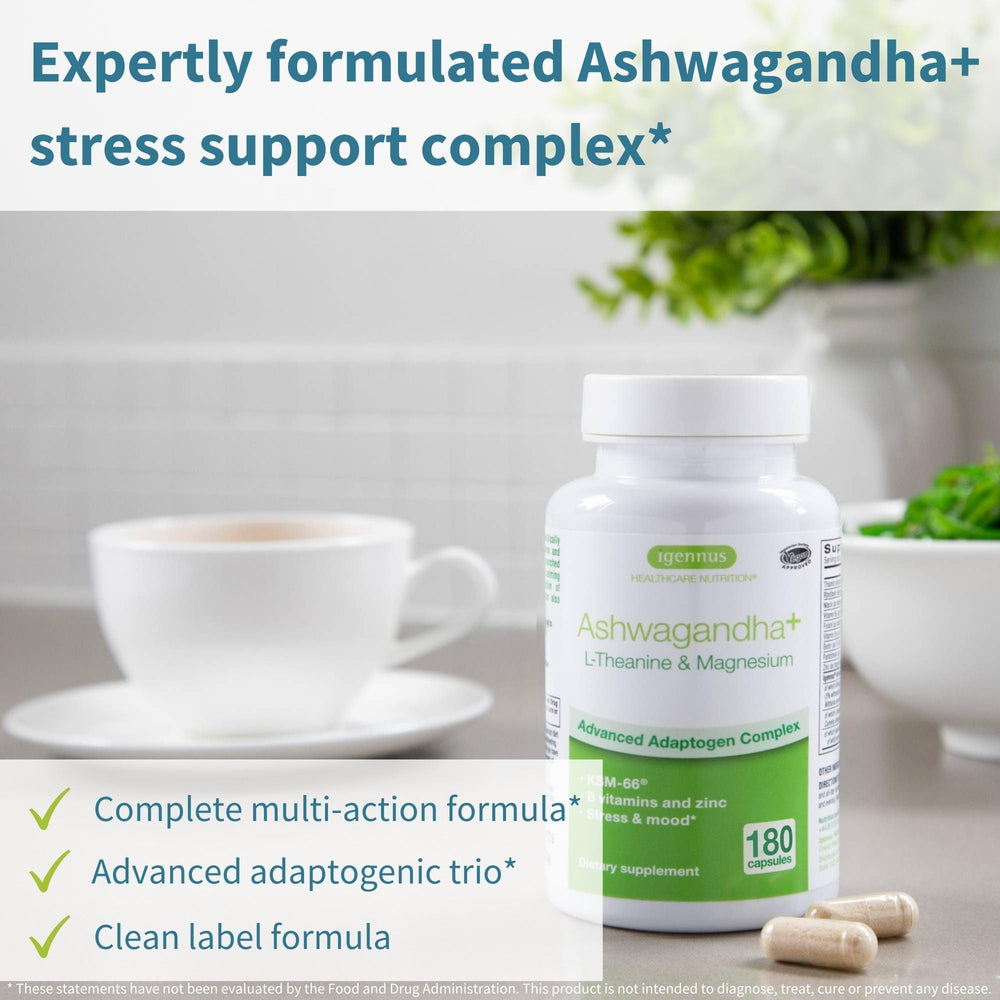 Igennus L-Theanine from green tea extract for mood balance and focused calm.