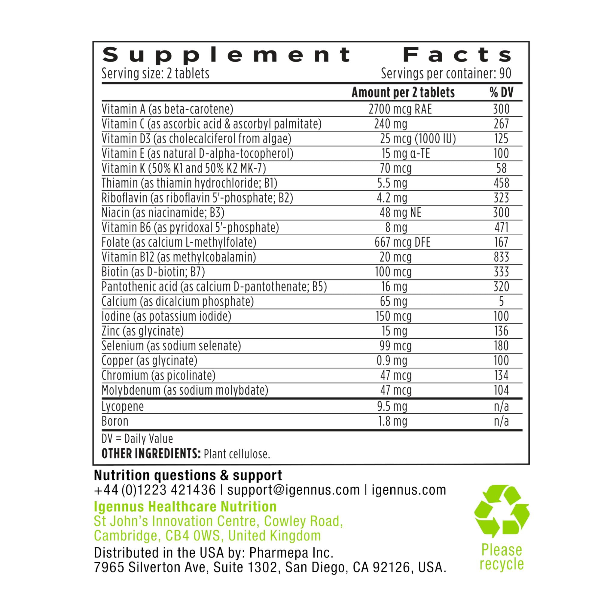 Halal symbol on Igennus multivitamin packaging indicating compliance