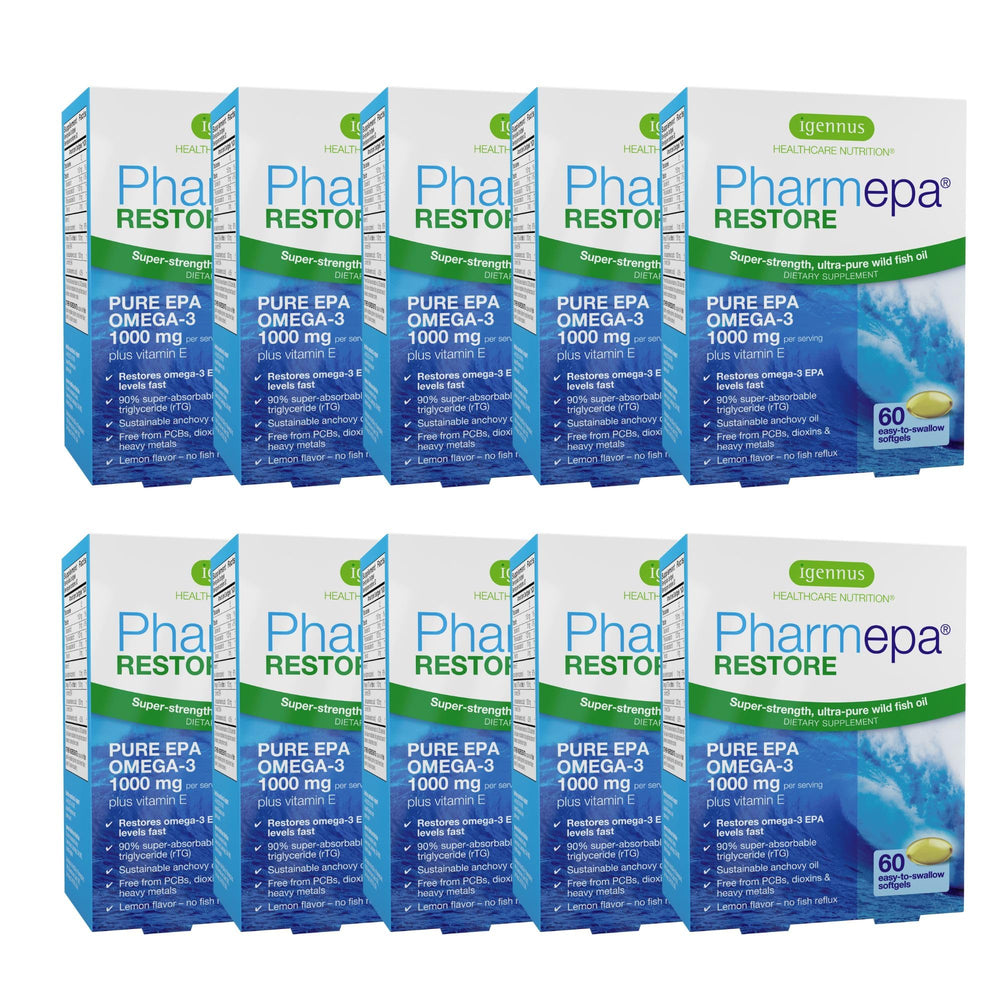 Igennus Pharmepa Restore lemon bottle showing high EPA concentration for flexible dosing.