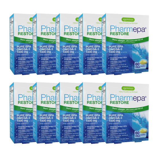 Igennus Pharmepa Restore lemon bottle showing high EPA concentration for flexible dosing.