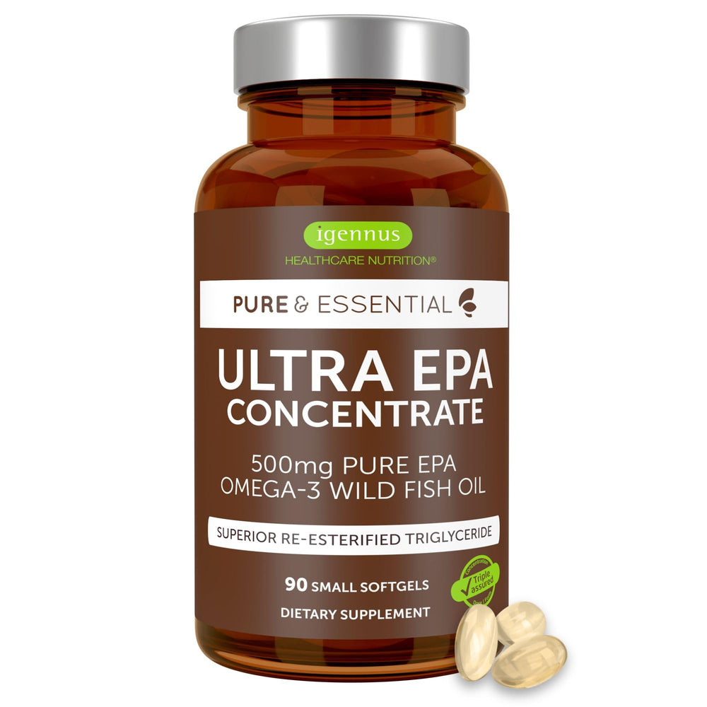 Igennus Ultra Pure Omega-3 EPA 500mg bottle for daily wellness.