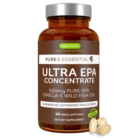 Igennus Ultra Pure Omega-3 EPA 500mg bottle for daily wellness.