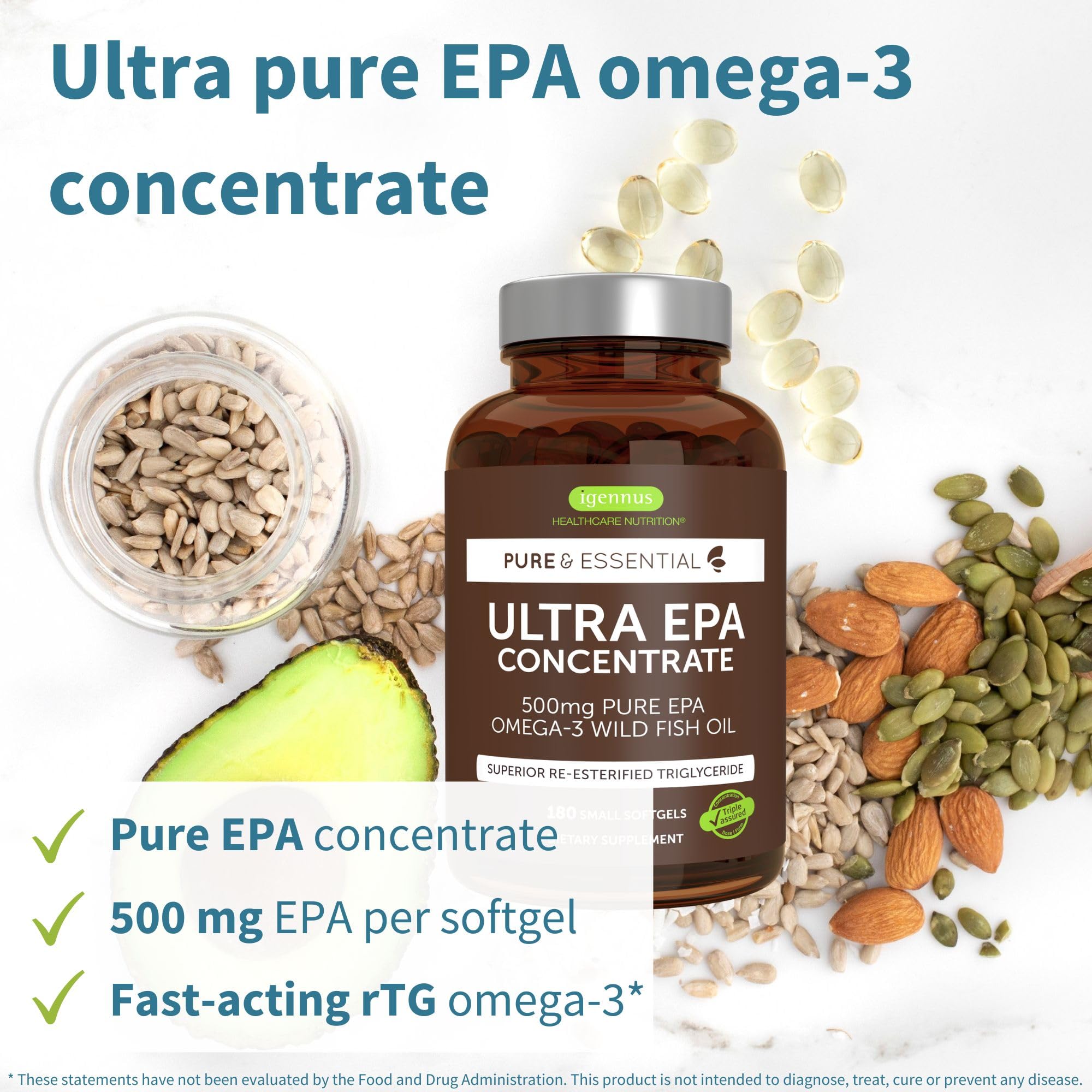 Igennus softgels close-up shows small, easy-to-swallow capsules for daily omega-3 intake