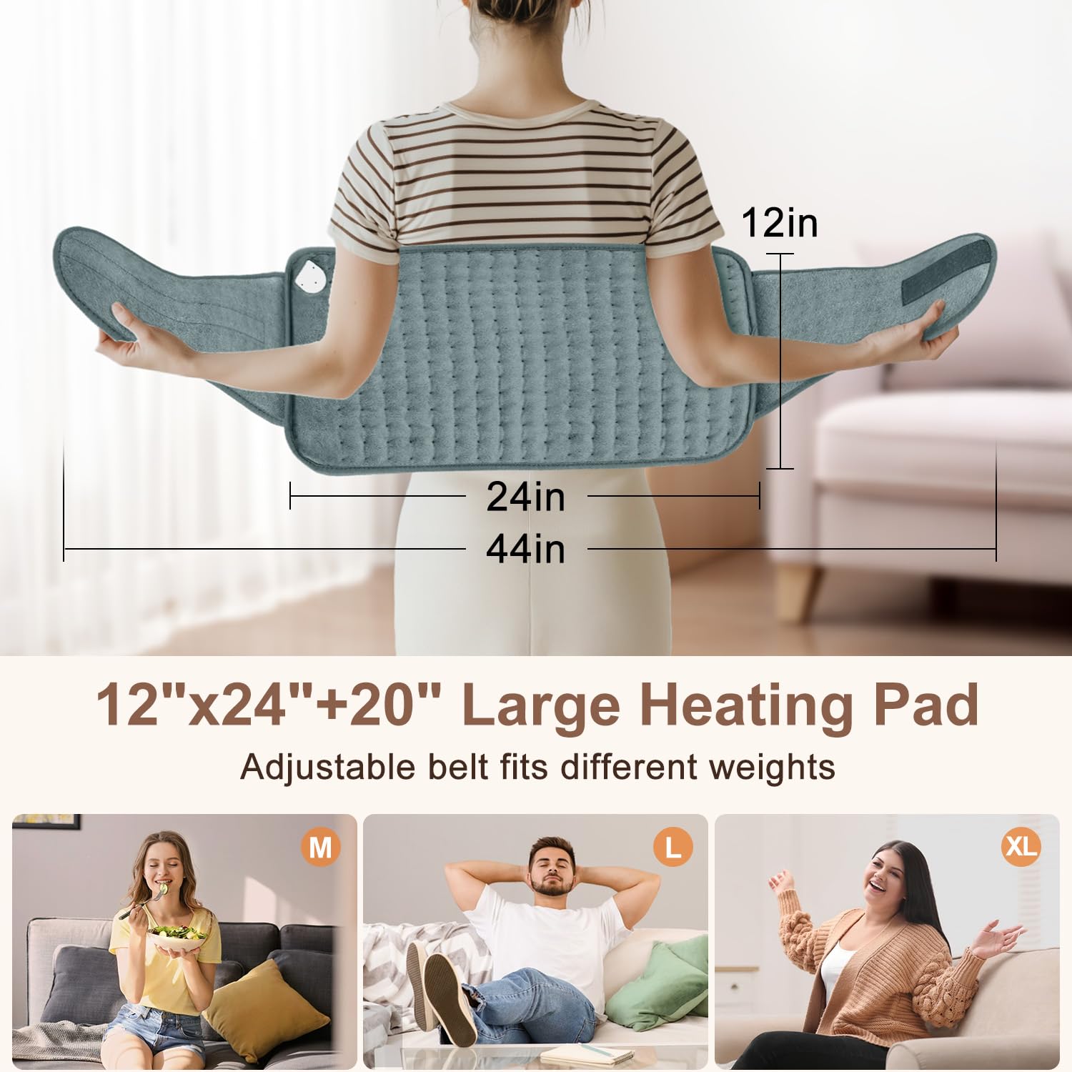 IGXHAVIZ large moist-heat pad with coral fleece feels ultra-soft.