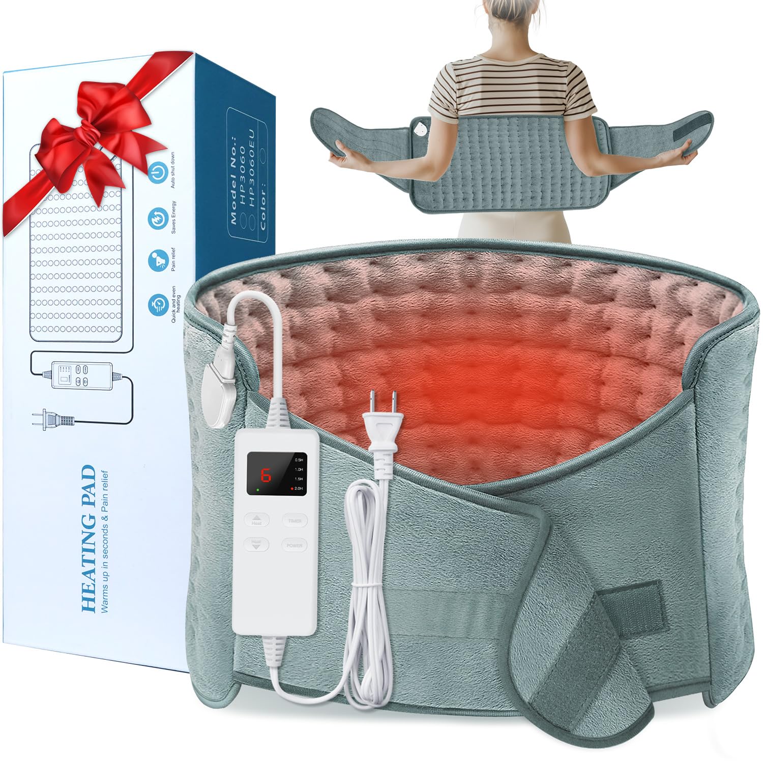 IGXHAVIZ heating pad large 12x24 with belt for full back coverage and warmth.