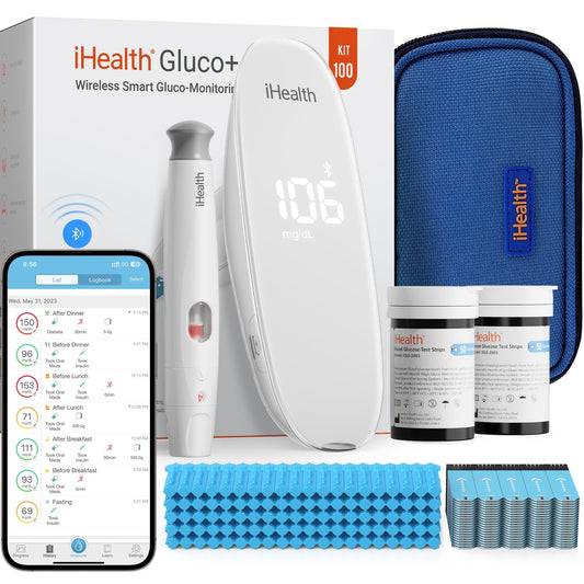 iHealth Gluco+ monitor display showing clear glucose results